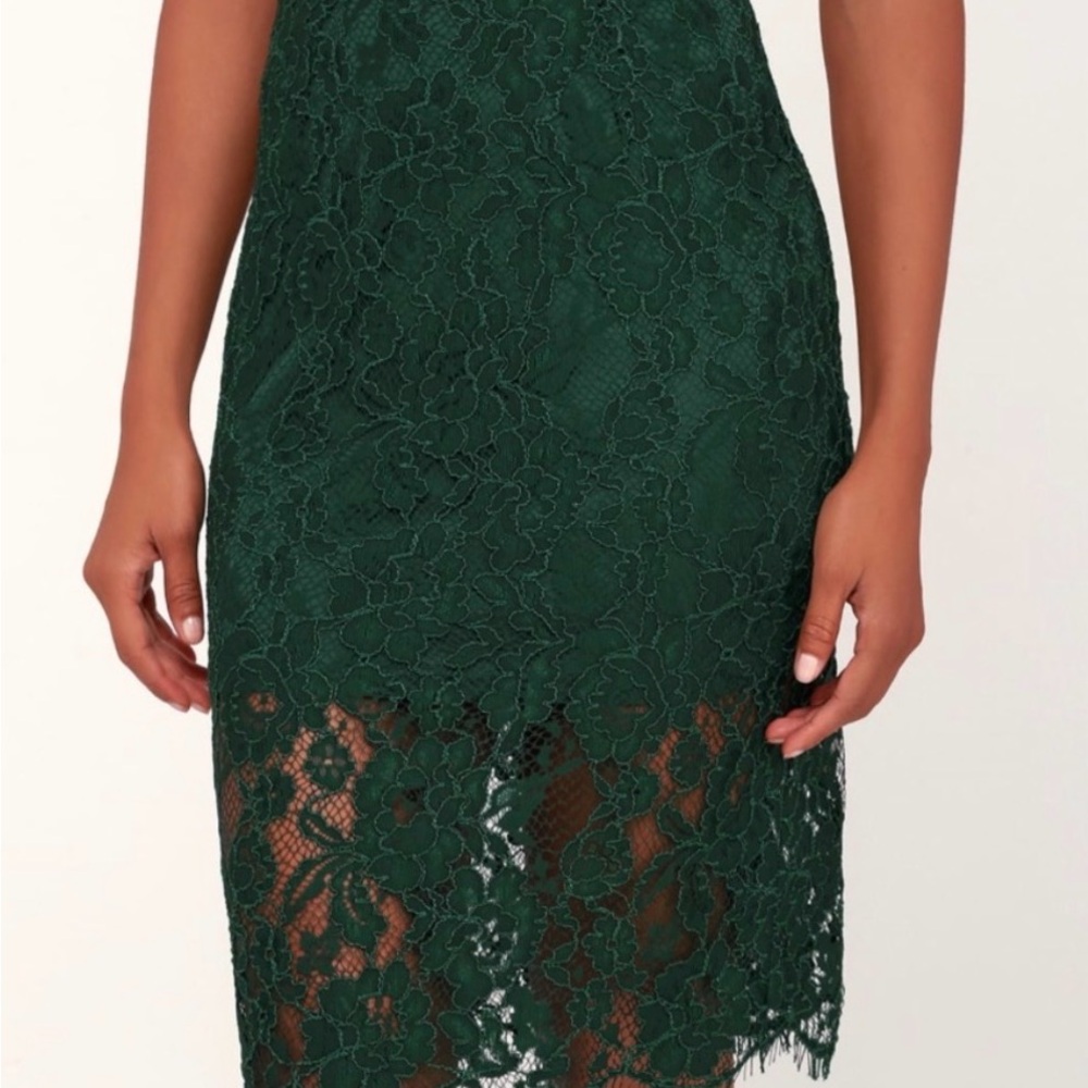 Lulus Green Floral Lace Midi Skirt *new